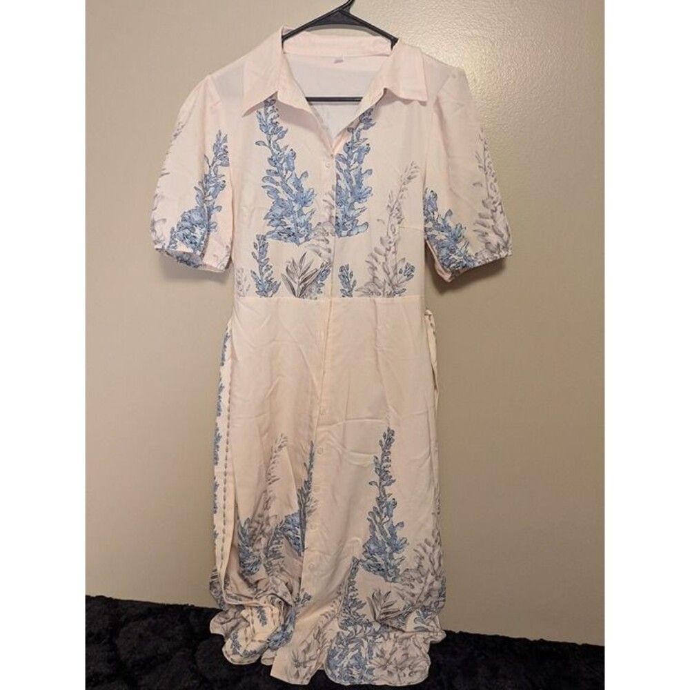 Floral Print Belted Dress, Medium